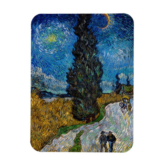 Íman Vincent van Gogh - Estrada com Cipreste e Estrela (Vertical)