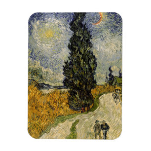 Íman Vincent van Gogh Estrada com Ciprestes, 1890
