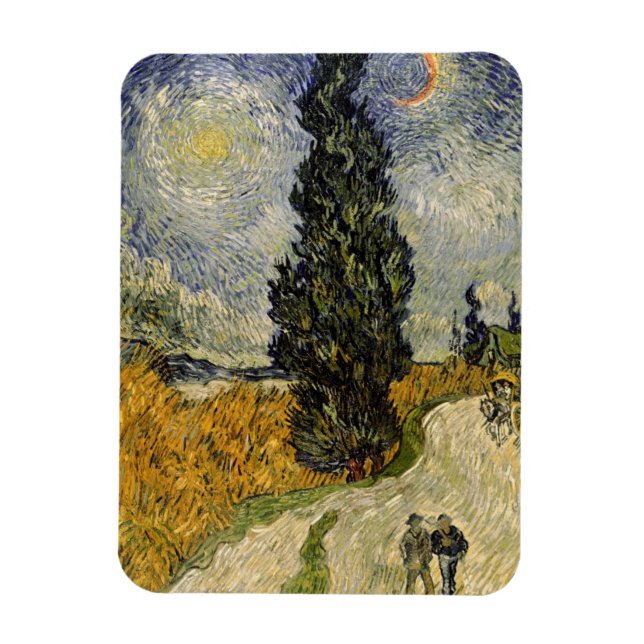 Íman Vincent van Gogh | Estrada com ciprestes, 1890 (Vertical)
