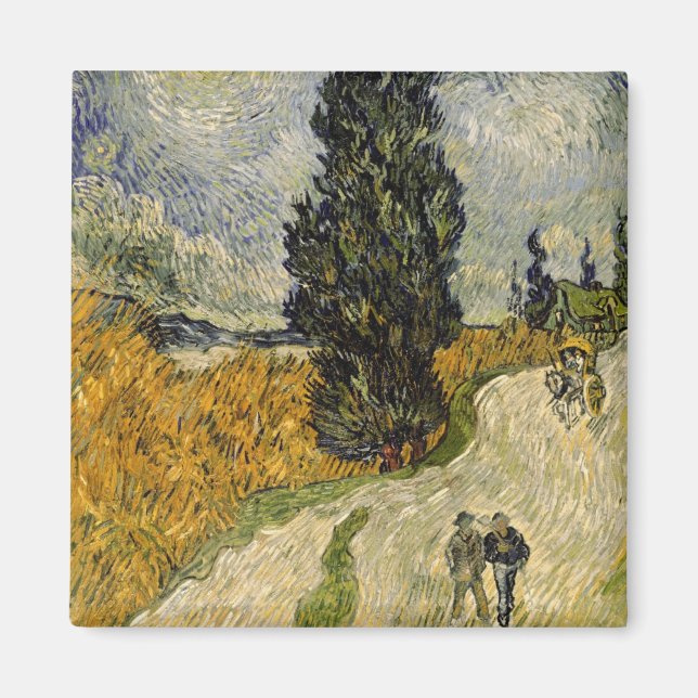 Íman Vincent van Gogh | Estrada com ciprestes, 1890 (Frente)