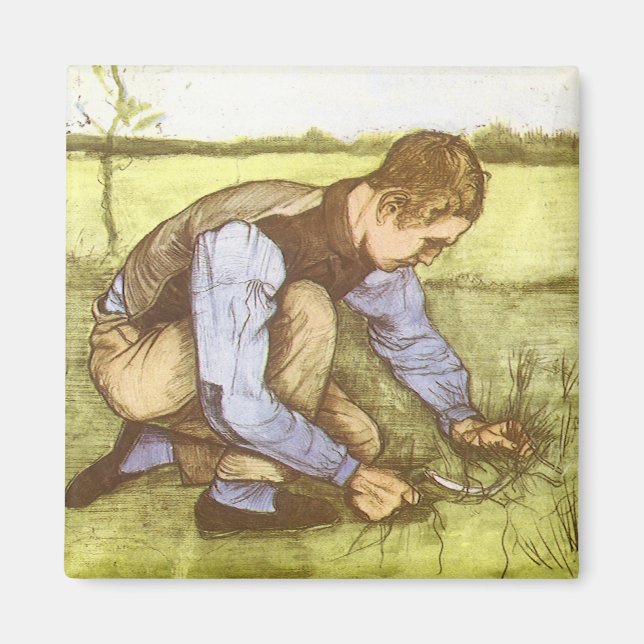 Íman Vincent van Gogh - Menino Cortando Grama com Foice (Frente)