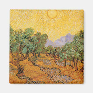 Íman Vincent van Gogh - Oliveiras, céu amarelo e sol
