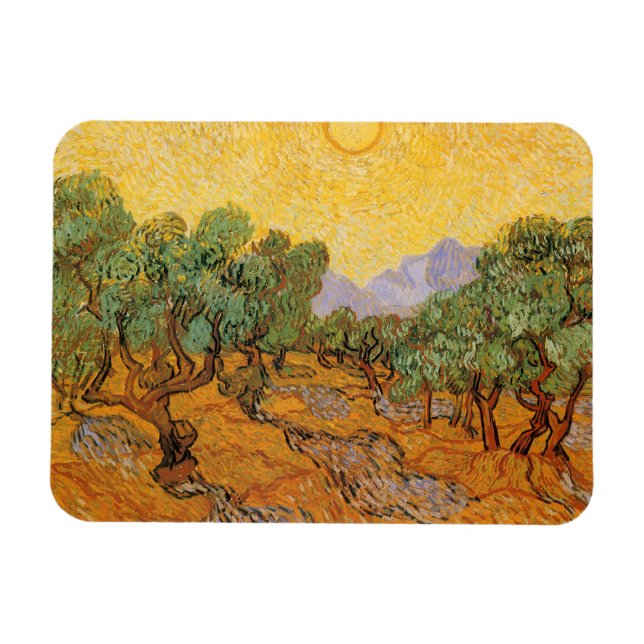 Íman Vincent van Gogh - Oliveiras, céu amarelo e sol (Horizontal)