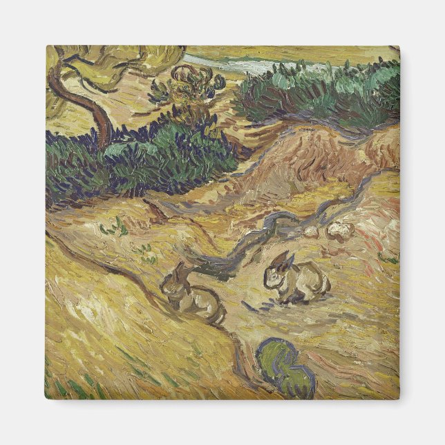 Íman Vincent van Gogh - Paisagem com Coelhos (Frente)