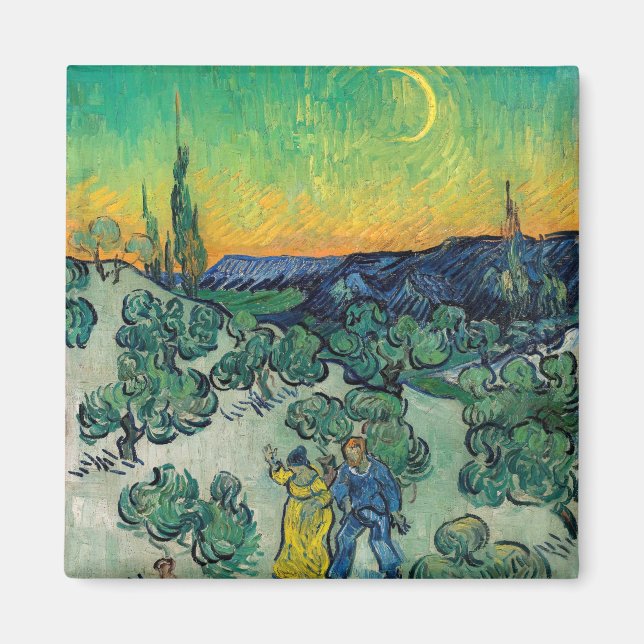 Íman Vincent van Gogh - Paisagem lunática com Casal (Frente)
