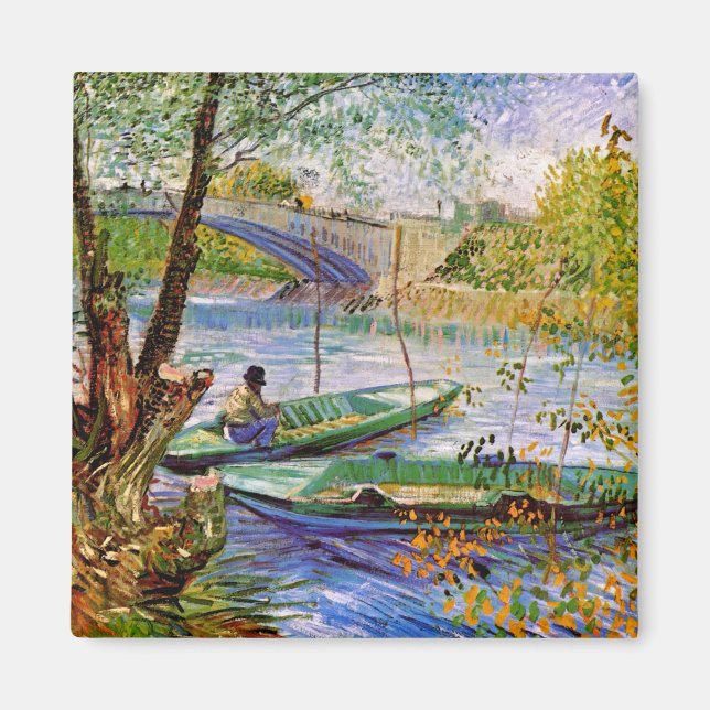 Íman Vincent Van Gogh - Pescando na Primavera (Frente)