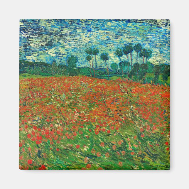 Íman Vincent Van Gogh Poppy Campo de Belas Arte (Frente)