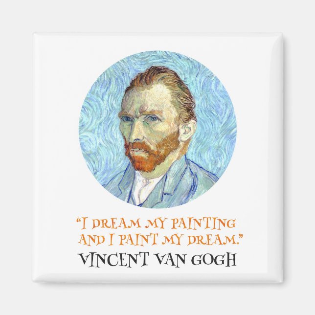 Íman Vincent Van Gogh Retrato com Citação (Frente)