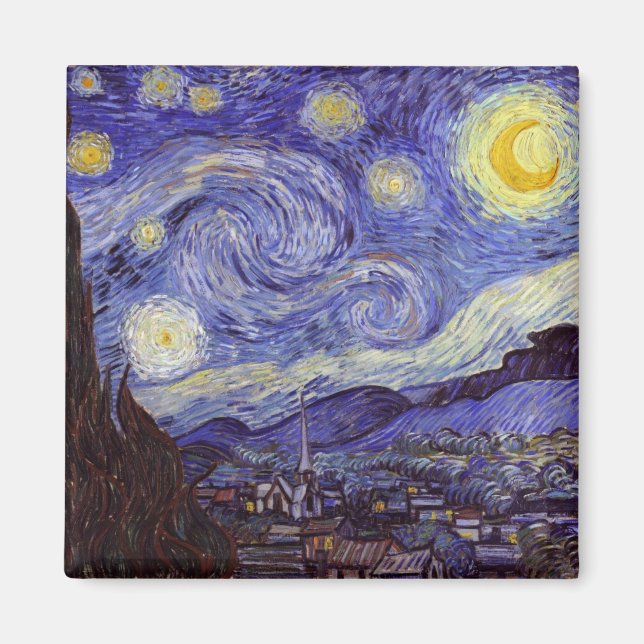 Íman Vincent Van Gogh Starry Night Vintage Fine Art (Frente)