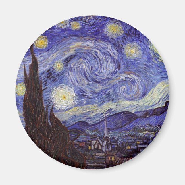 Íman Vincent Van Gogh Starry Night Vintage Fine Art (Frente)
