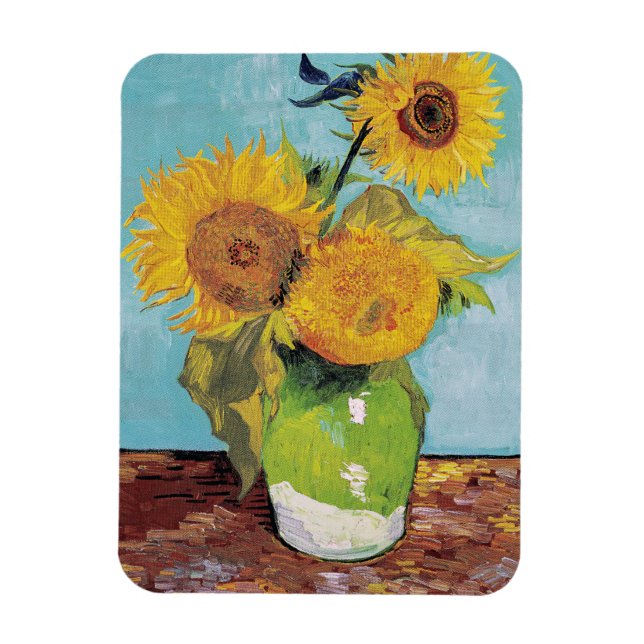 Íman Vincent Van Gogh - Três girassóis em um vaso (Vertical)
