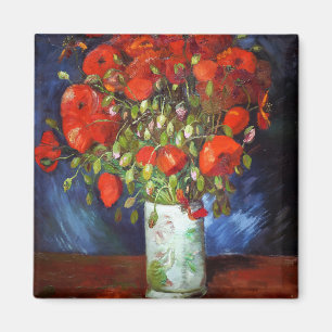 Íman Vincent Van Gogh Vase com papas vermelhos de arte