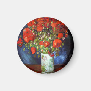 Íman Vincent Van Gogh Vase com papas vermelhos de arte