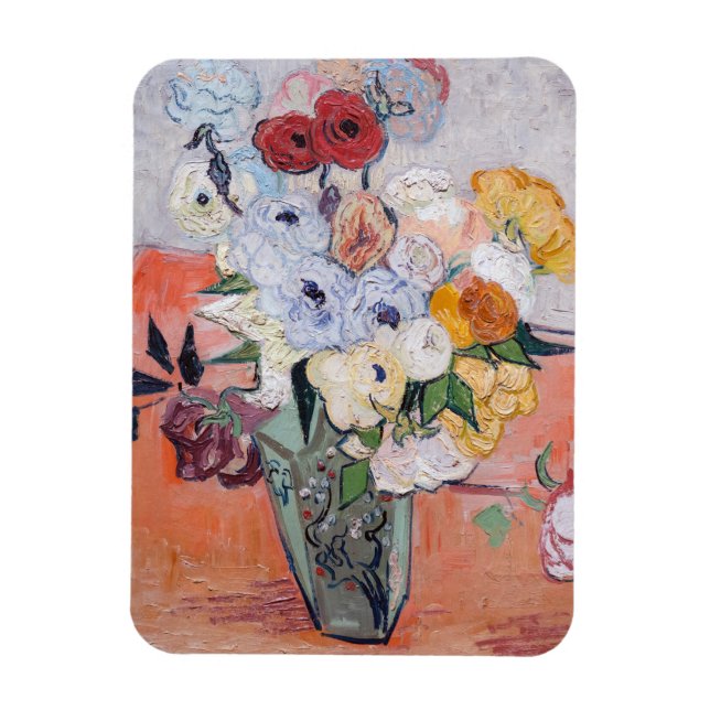Íman Vincent van Gogh - Vase com Rosas e Anêmonas (Vertical)