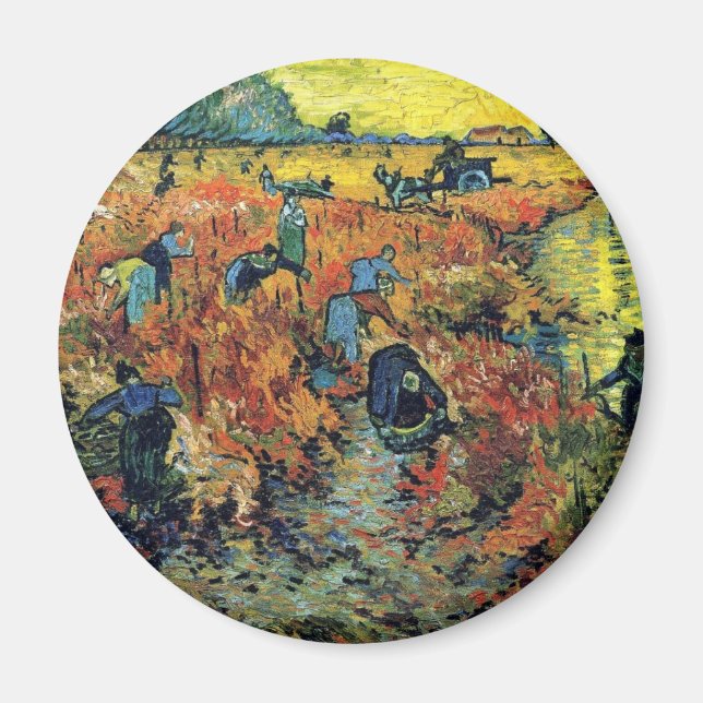 Íman Vincent Van Gogh - Vinhedo Vermelho em Arles Pintu (Frente)