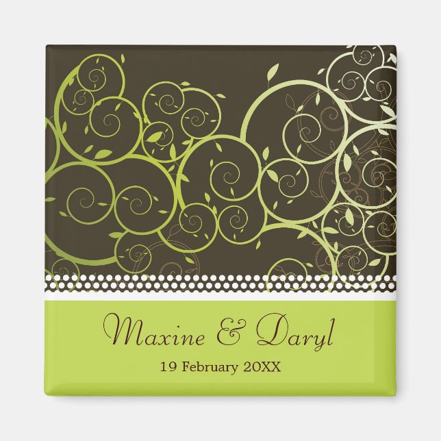 Íman Vinhas Primavera espirais verdes salvam a data (Frente)