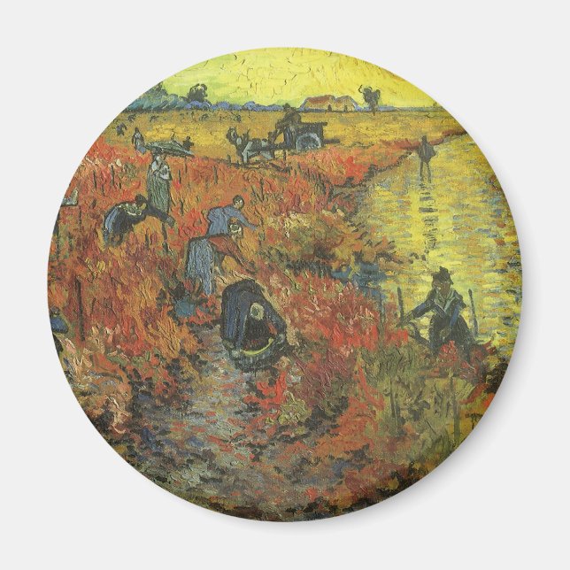 Íman Vinhedo Vermelho de Vincent van Gogh (Frente)