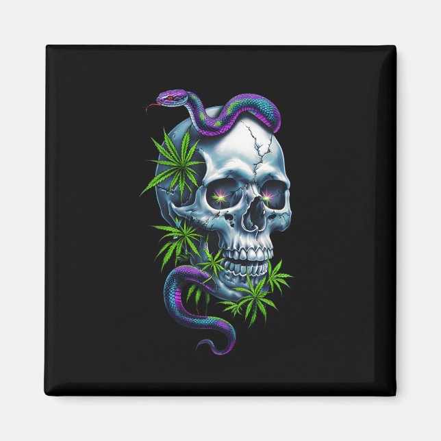 Íman Vinheta Design de Caveira E Cobra (Frente)