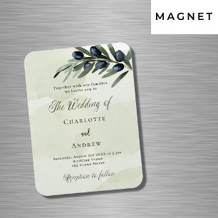 Íman Vinho verde-oliva aquarela convite para casamento