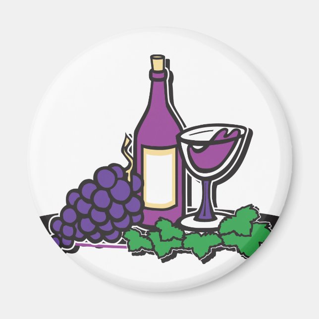 Íman Vinho Vermelho e Uvas Púrpuras (Frente)