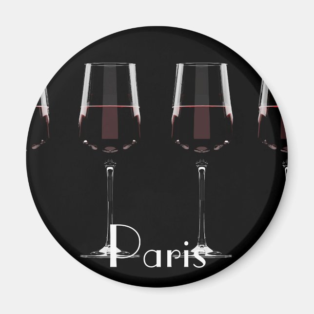 Íman Vinhos com vinho tinto em preto (Frente)