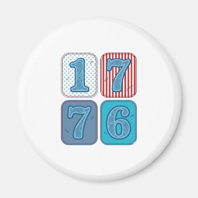 Íman Vintage 1776 Remendo Patriótico (Frente)