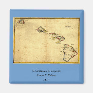 Íman Vintage 1837 Mapa do Havaí - Ilhas Havaianas