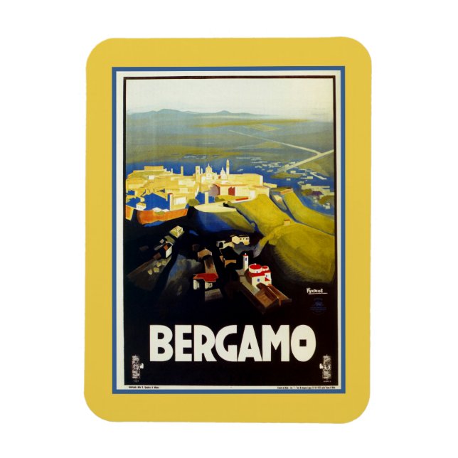 Íman Vintage 1920 Bergamo - viagem italiano (Vertical)