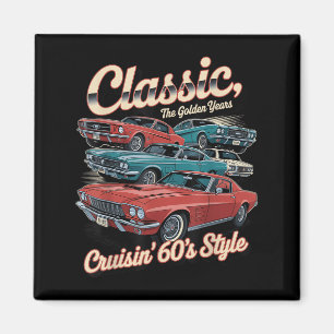Íman Vintage 60s Car Car Click Design Para Men &