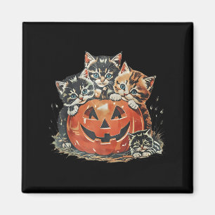Íman Vintage 90s Cat Pumpkin Halloween Retro Floral Sok