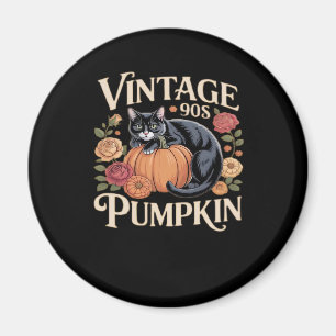 Íman Vintage 90s Cat Pumpkin Halloween Retro Floral Spo