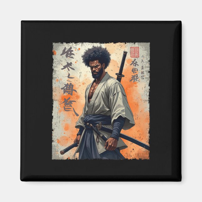 Íman Vintage African Samurai Afro American Bushido Warr (Frente)