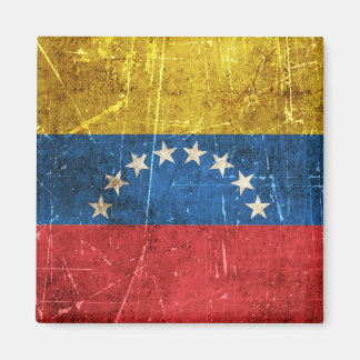 Íman Vintage Aged e Scratch Flag da Venezuela