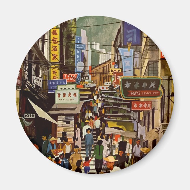 Íman Vintage Airline Hong Kong China Viagem (Frente)