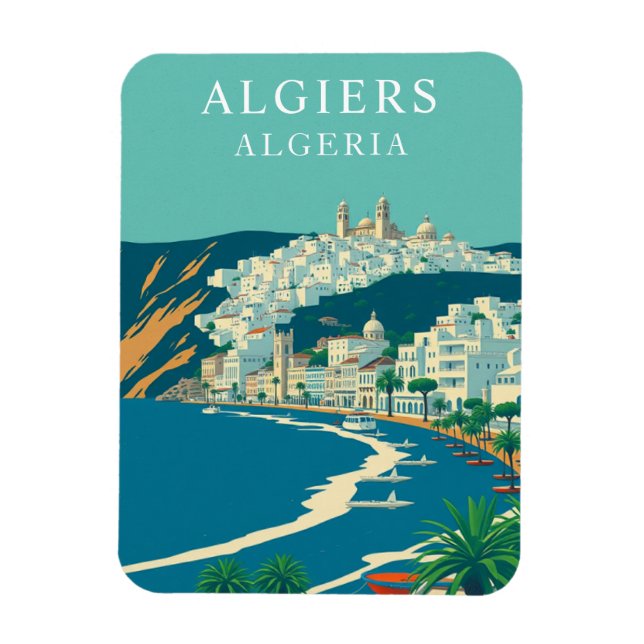 Íman Vintage Algiers Argélia Viagem Souvenir (Vertical)