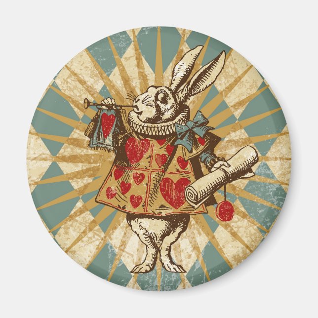 Íman Vintage Alice White Rabbit (Frente)