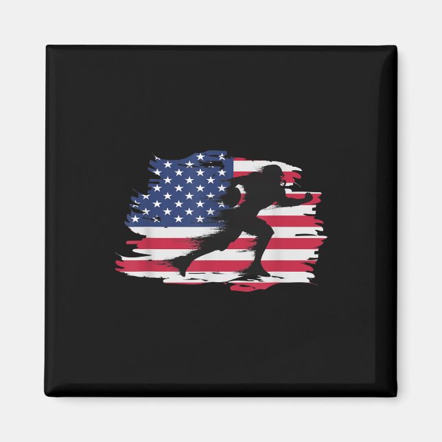 Íman Vintage American Flag Quarterback Futebol (Frente)