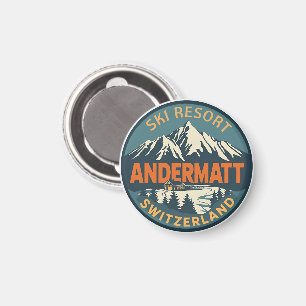 Íman Vintage ANDERMATT esqui Suíça Alpes Suíços present