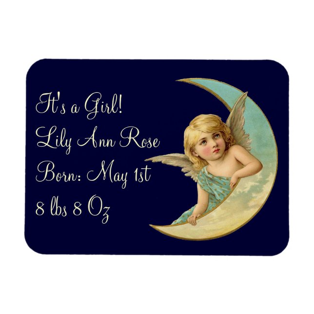 Íman Vintage Angel in Moon (Horizontal)