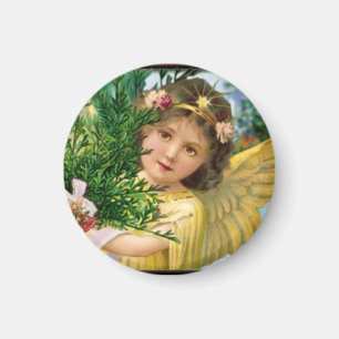 Íman Vintage Angel No Magnetinho De Natal Da Neve