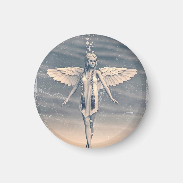 Íman Vintage Angel sob o arco-íris (Frente)