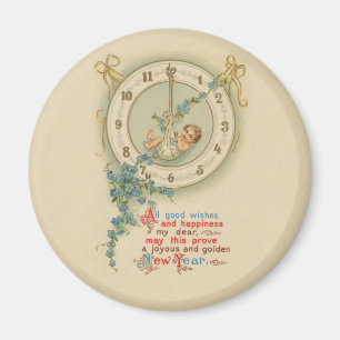 Íman Vintage Anos novos Baby Clock