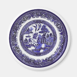 Íman Vintage Antique Blue Willow Pattern cerca de 1790