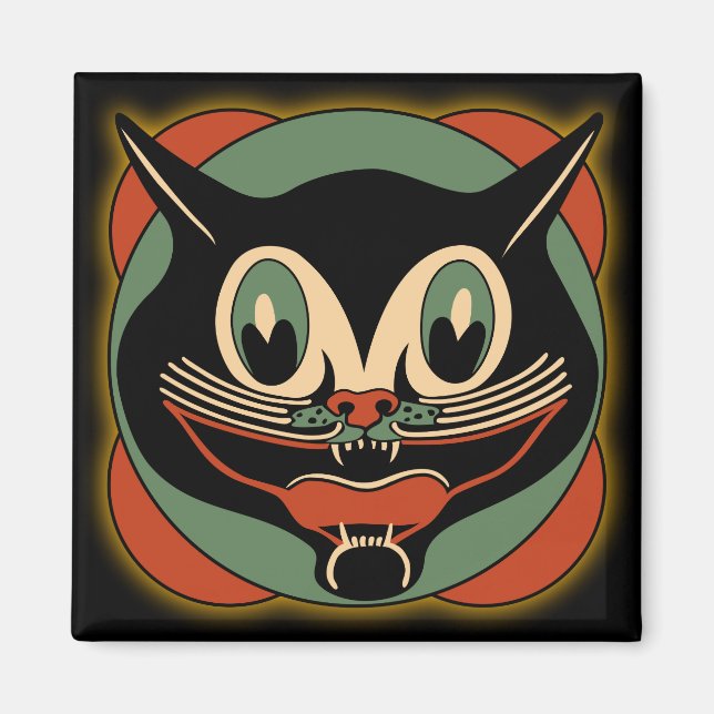 Íman Vintage Art Deco Cat Halloween Magnet (Frente)