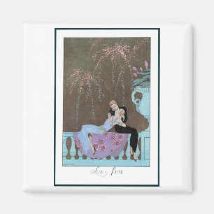 Íman Vintage Art Deco Fireworks Le Feu, George Barbier
