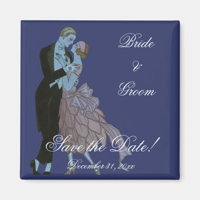 Íman Vintage Art Deco Newlyweds, Love Wedding Dance (Frente)