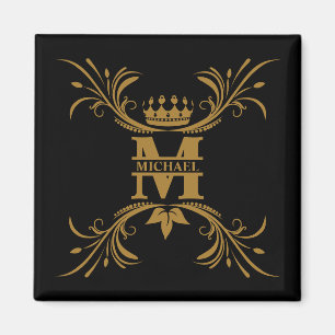 Íman Vintage Art Deco Nome Monograma do Ouro