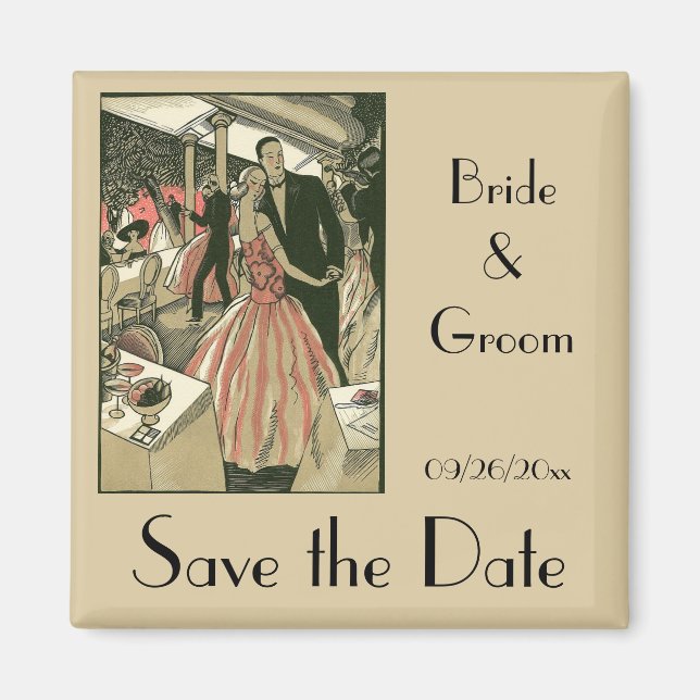 Íman Vintage Art Deco Wedding, Newlyweds First Dance (Frente)