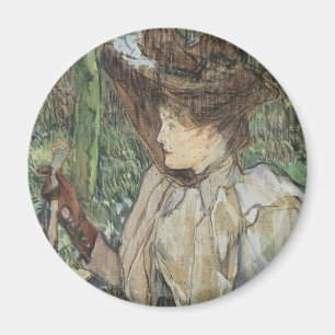 Íman Vintage Art, Mulher com Luvas de Toulouse Lautrec