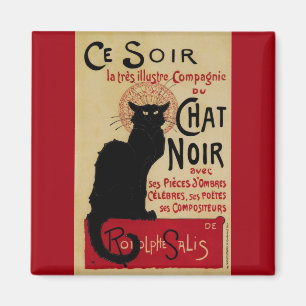 Íman Vintage Art Nouveau, Ce Soir Chat Noir Black Cat